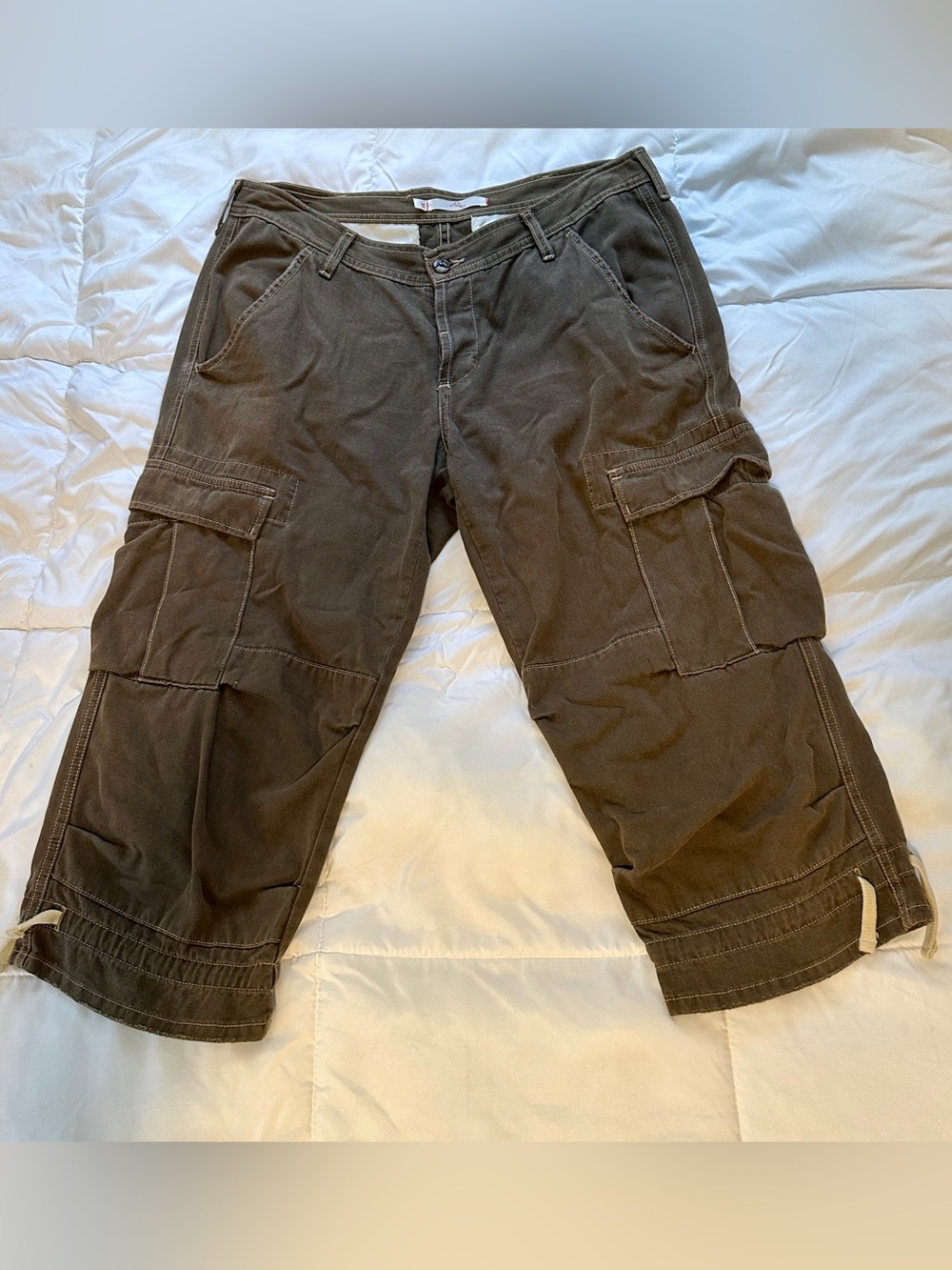 Joie Olive - Brown Denim Cropped Utility Cargo Pants size 31 EUC